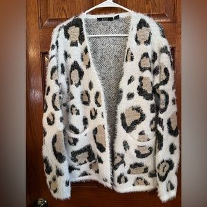 Love Ever After Large Leopard Print Eyelash Open Cardigan